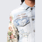 Tapestry Sleeve Jean Jacket - Seville Blue