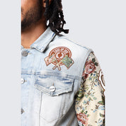 Tapestry Sleeve Jean Jacket - Seville Blue