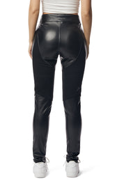 Vegan Leather Racing Pants - Black