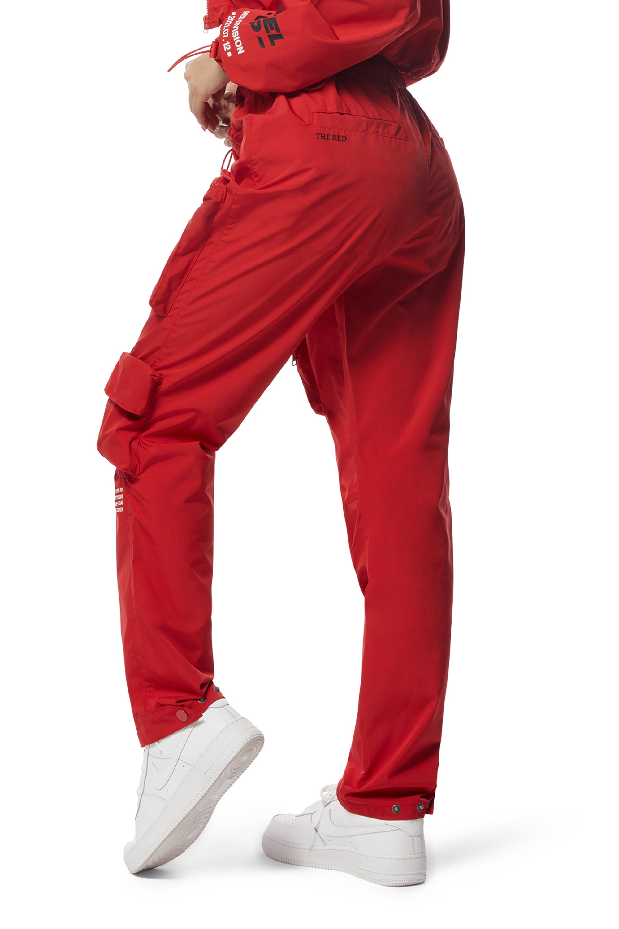 Windbreaker Relaxed Slouch Cargo Pants - True Red