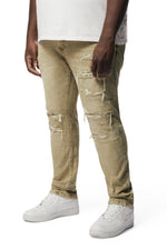 Big and Tall - Rip & Repaired Color Jeans - Light Oak