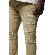 Smoke Rise Big and Tall Big and Tall - Rip & Repaired Color Jeans - Light Oak