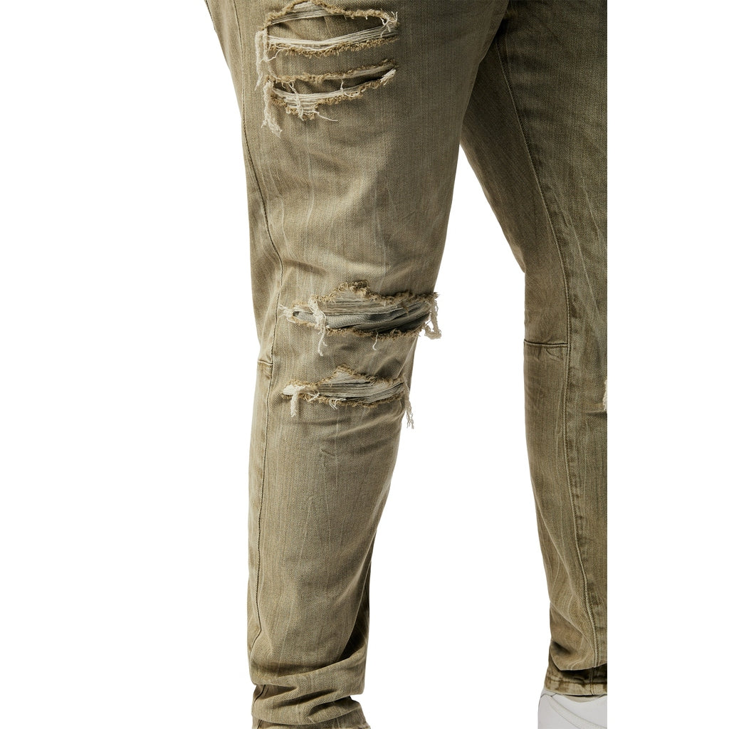 Smoke Rise Big and Tall Big and Tall - Rip & Repaired Color Jeans - Light Oak