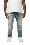 Big And Tall - Heavy Distressed Jeans - Lisbon Blue