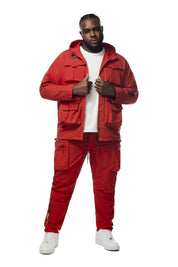 Big and Tall - Windbreaker Utility Jacket - Red