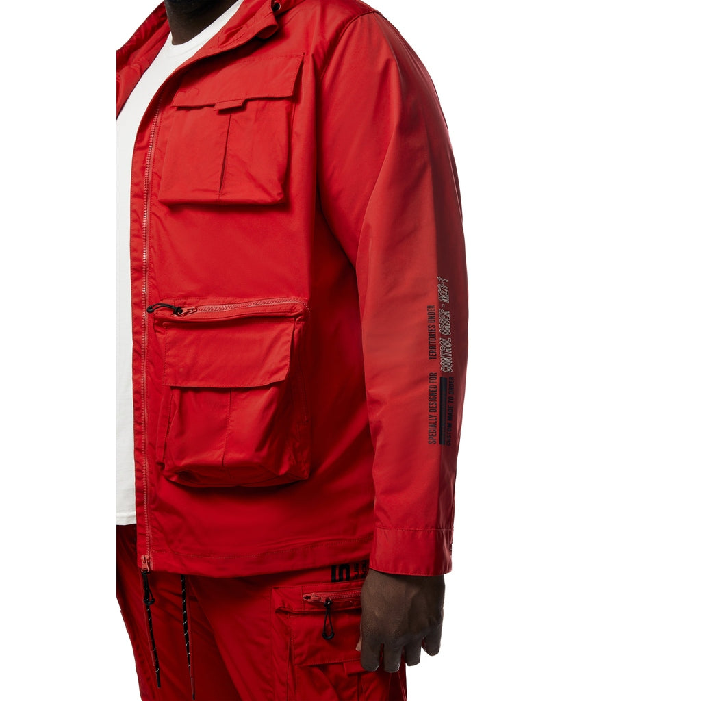 Smoke Rise Big and Tall Big and Tall - Windbreaker Utility Jacket - Red