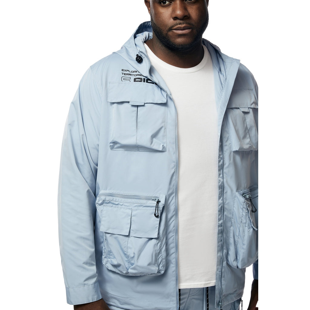 Smoke Rise Big and Tall Big and Tall - Windbreaker Utility Jacket - Pale Blue