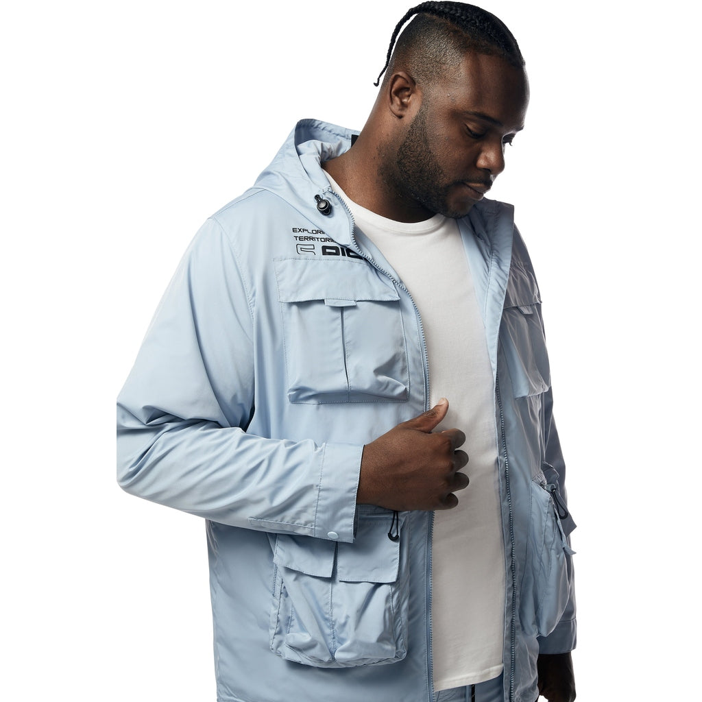 Smoke Rise Big and Tall Big and Tall - Windbreaker Utility Jacket - Pale Blue