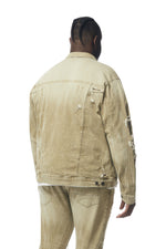 Big and Tall - Rip & Repaired Color Denim Jacket - Light Oak