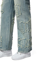 Applique Mid Rise Denim Jeans - Parma Blue