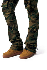 High Rise Stacked Utility Pants - Wood Camo