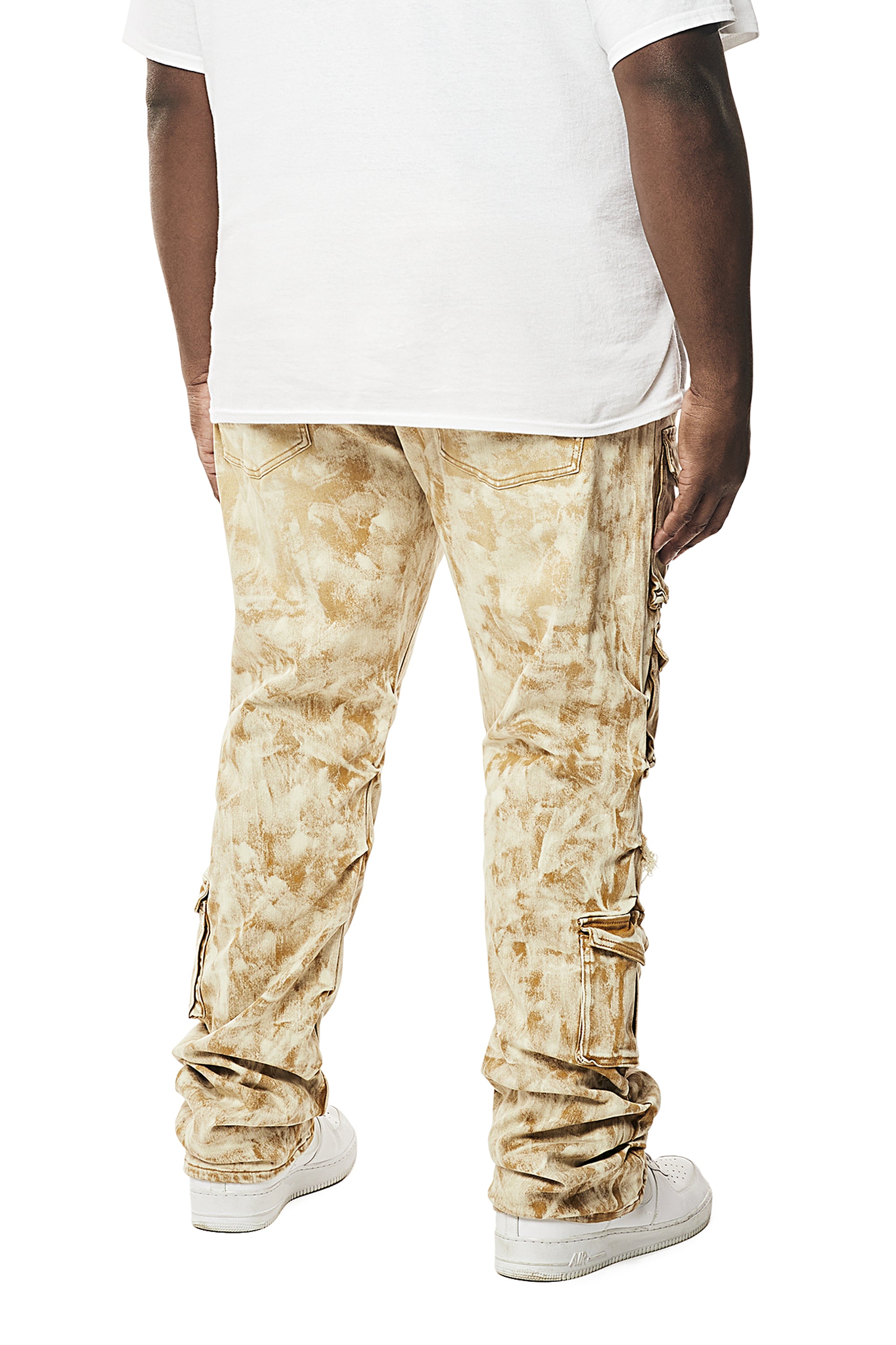Big and Tall - Utility Multi Colored Cargo Stacked Denim Jeans - Frappe