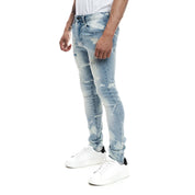 Smoke Rise Super Skinny Rip & Repaired Lightning Washed Denim Jeans - Bergen Blue