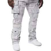 Smoke Rise Big and Tall Big and Tall - Utility Multi Pocket Stacked Denim Jeans - Sunset Grey