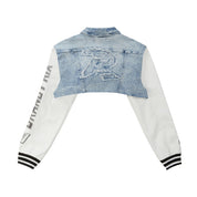 Smoke Rise RED Cropped Jean Racing Jacket - Lowell Blue