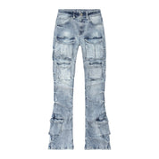 Smoke Rise RED High Rise Utility Boot Cut Denim Jeans - Lowell Blue