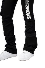 High Rise Utility Stacked Twill Pants - Black