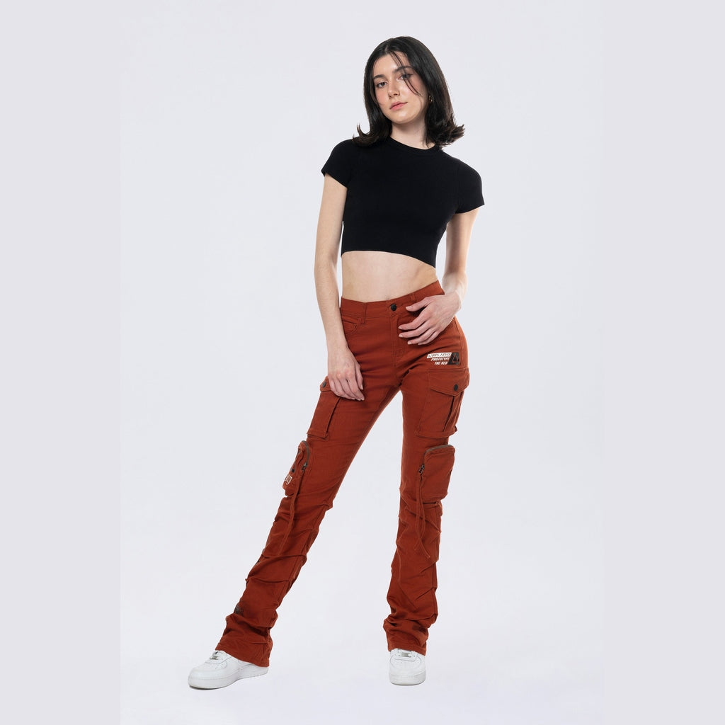 Smoke Rise RED High Rise Stacked Utility Twill Pants - Picante