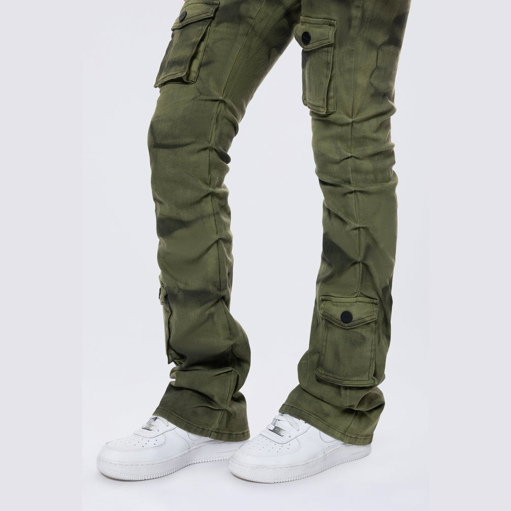 Smoke Rise RED Stacked Pigment Dyed Twill Pants - Clover Green