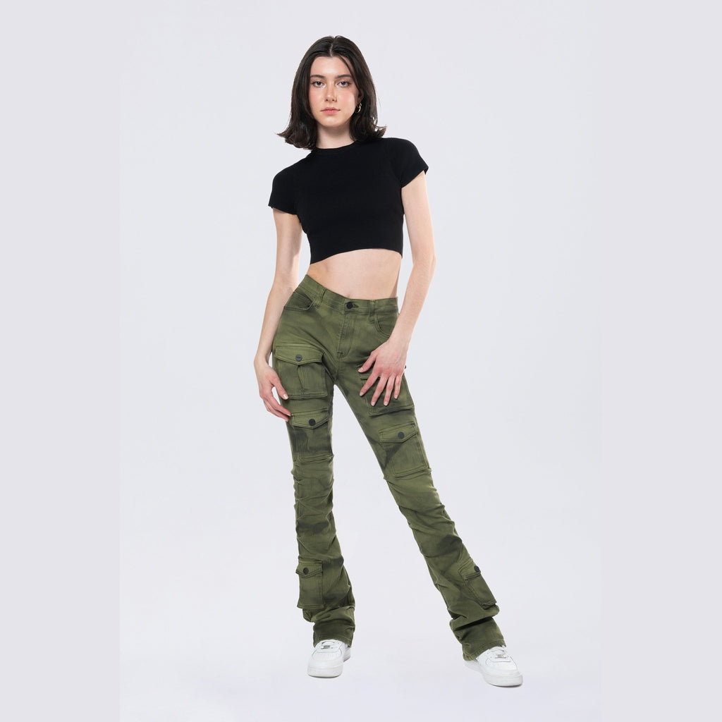 Smoke Rise RED Stacked Pigment Dyed Twill Pants - Clover Green