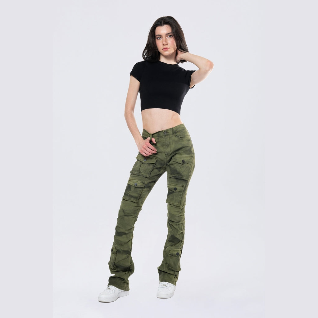 Smoke Rise RED Stacked Pigment Dyed Twill Pants - Clover Green