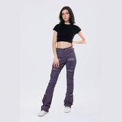 Smoke Rise RED Stacked Pigment Dyed Twill Pants - Purple