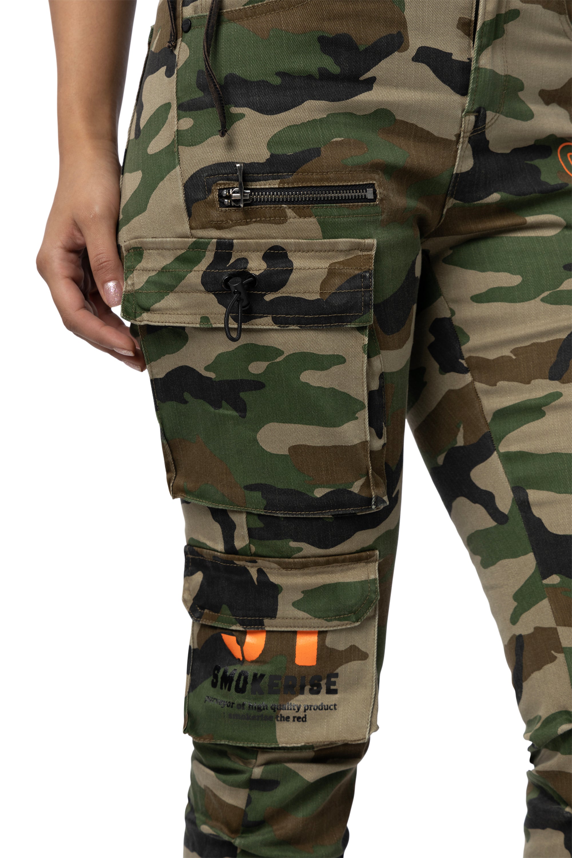 High Rise Utility Stacked Twill Pants - Wood Camo