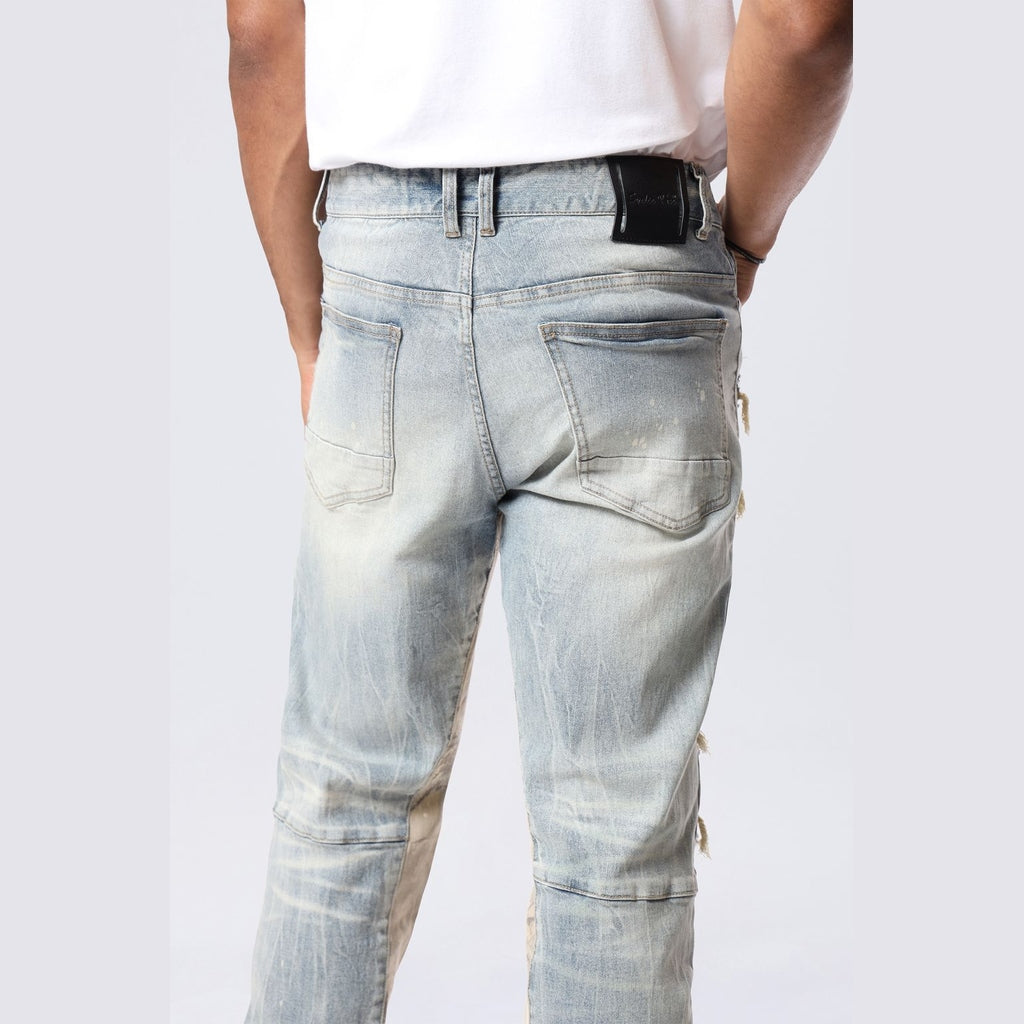 Smoke Rise Long Tapestry Insert Jeans - Vanilla Blue