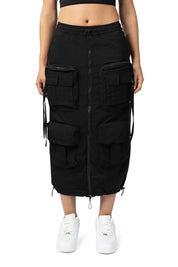Utility Straight Long Skirt - Black