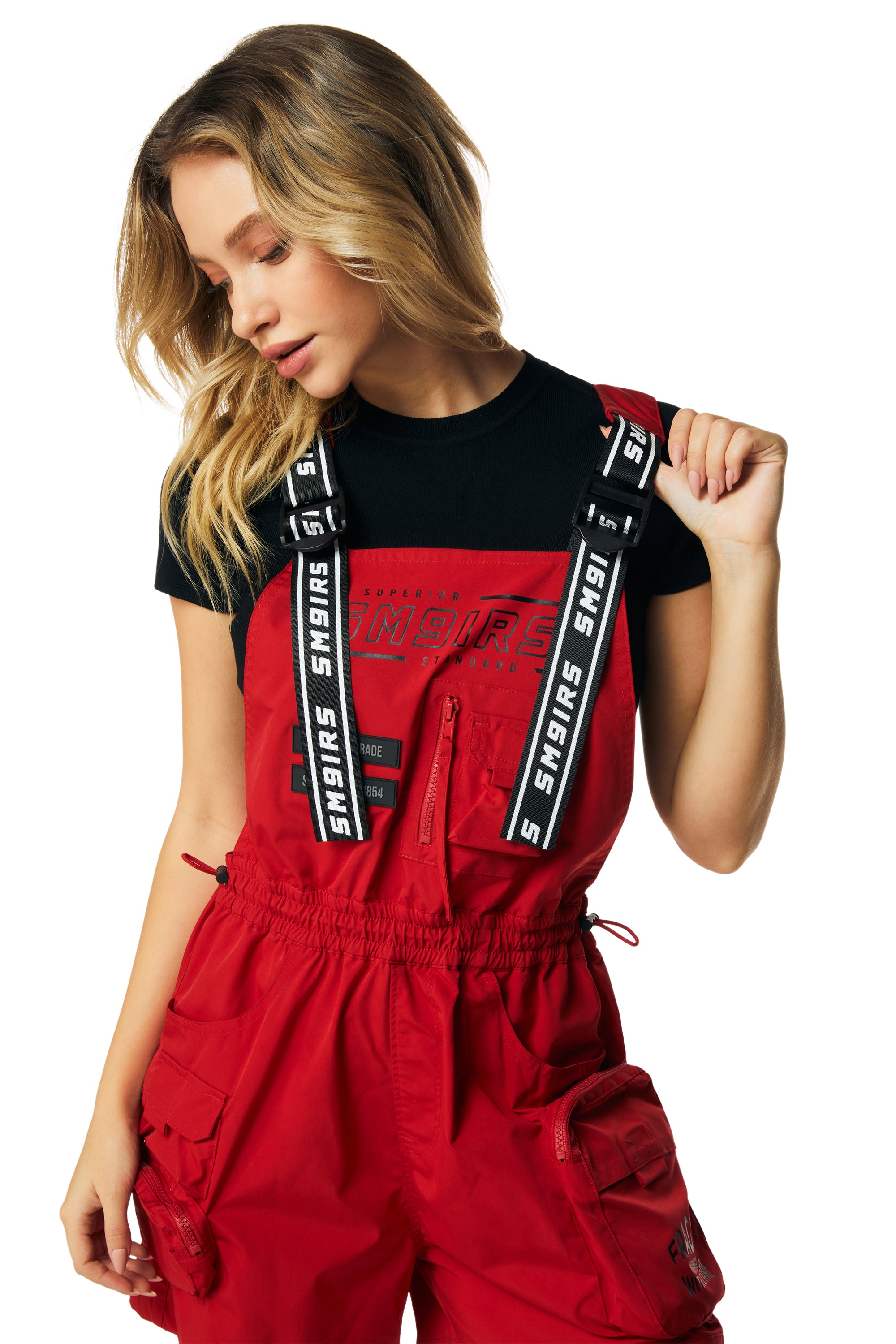 Utility Overall Shorts - True Red