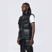 Smoke Rise Utility Vegan Leather Vest - Black