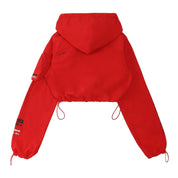 Smoke Rise RED Cropped Windbreaker Full Zip Jacket - True Red