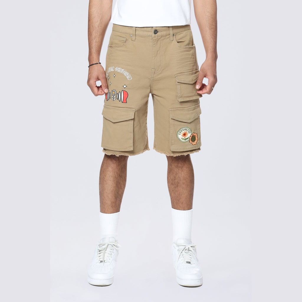 Smoke Rise Doodle Graphic Resort Twill Shorts - Khaki