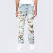 Smoke Rise Tapestry Applique Jeans - Seville Blue