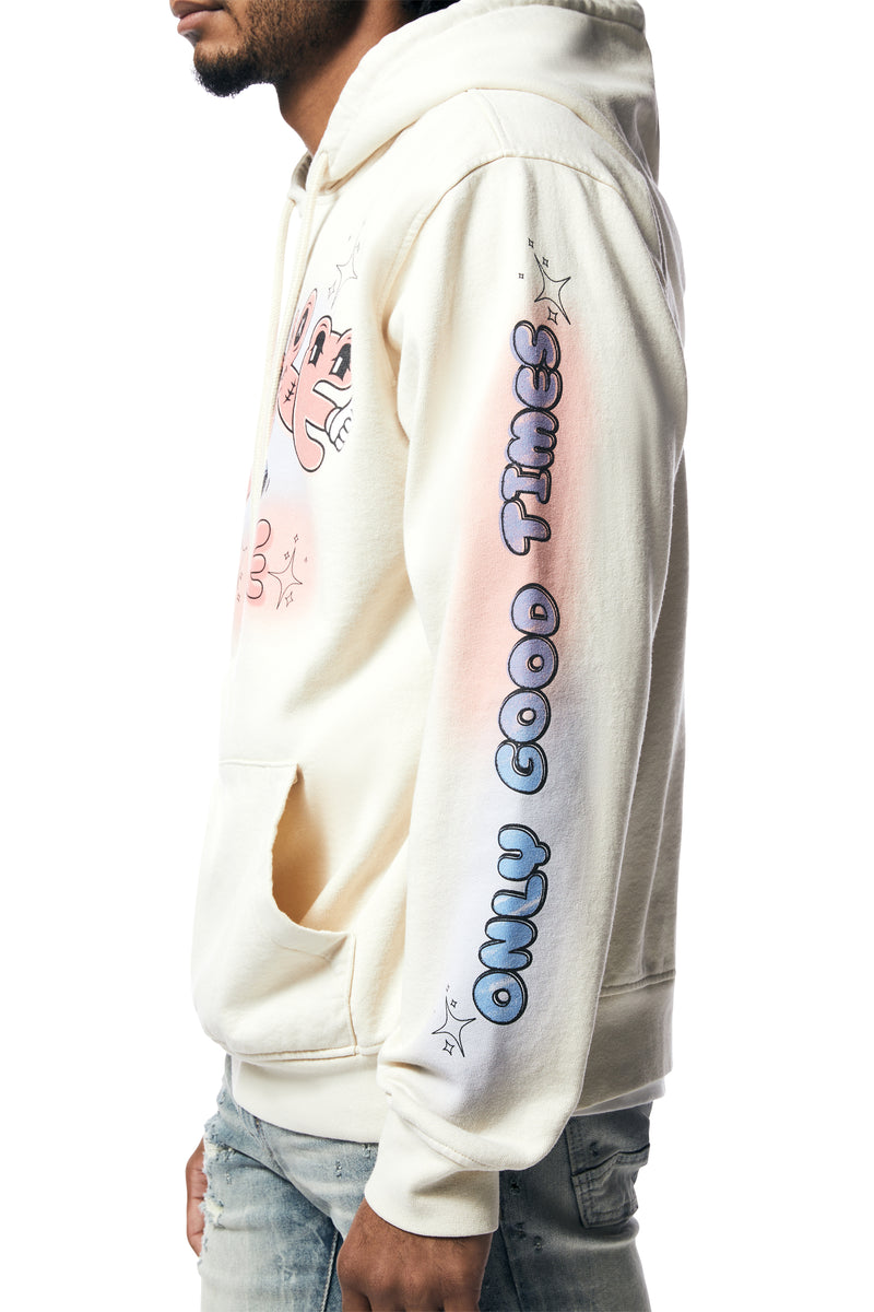 Fun French Terry Pullover Hoodie - Cream