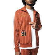 Smoke Rise Pin Striped Varsity Track Jacket - Cinnamon