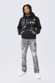 Rhinestone Dystopia Hoodie - Black