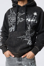 Rhinestone Dystopia Hoodie - Black