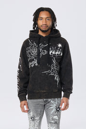 Rhinestone Dystopia Hoodie - Black