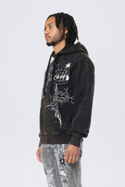 Rhinestone Dystopia Hoodie - Black