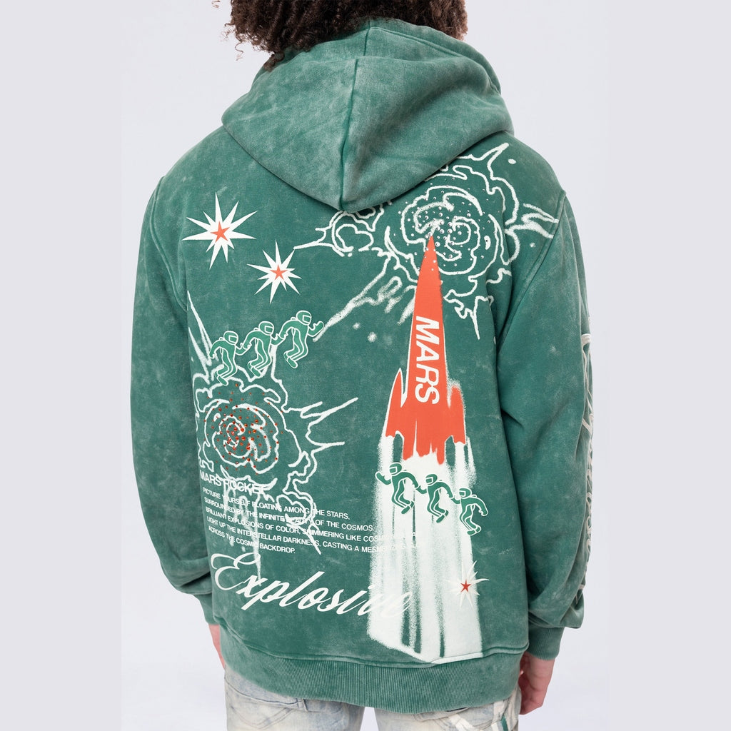 Smoke Rise Rhinestone Dystopia Hoodie - Celtic Green