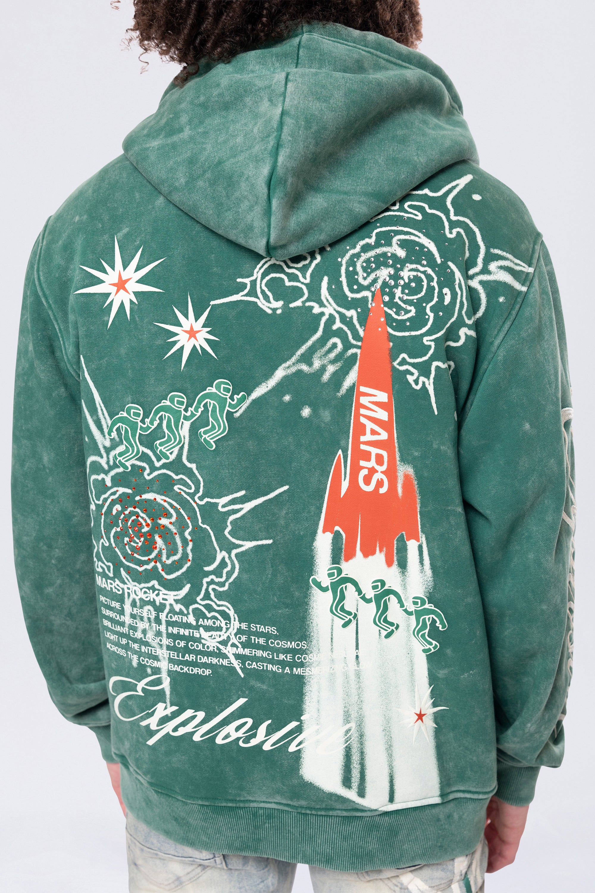 Rhinestone Dystopia Hoodie - Celtic Green