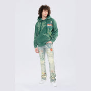 Smoke Rise Rhinestone Dystopia Hoodie - Celtic Green