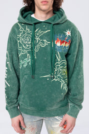 Rhinestone Dystopia Hoodie - Celtic Green