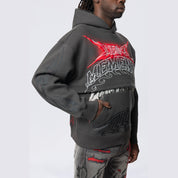 Smoke Rise Dropped Shoulder 2-Fer Dystopian Hoodie - Graphite