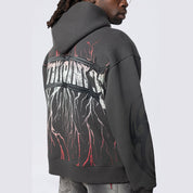 Smoke Rise Dropped Shoulder 2-Fer Dystopian Hoodie - Graphite