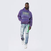 Smoke Rise Dropped Shoulder 2-Fer Dystopian Hoodie - Prism Violet