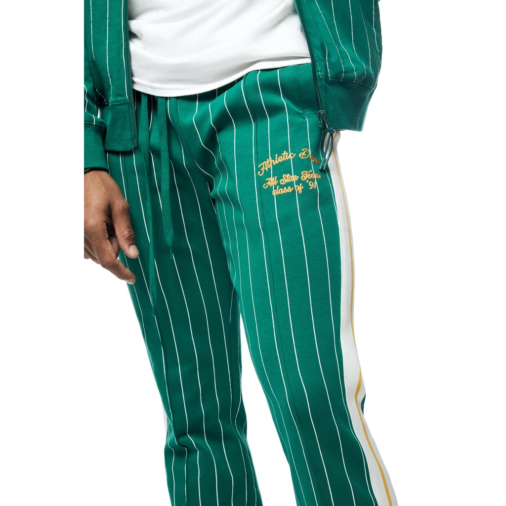 Smoke Rise Pin Striped Varsity Track Pants - Alpine Green