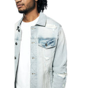 Smoke Rise Rip & Repaired Color Jean Jacket - Natick Blue