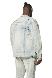 Big and Tall - Wave Effect Jean Jacket - Leo Blue
